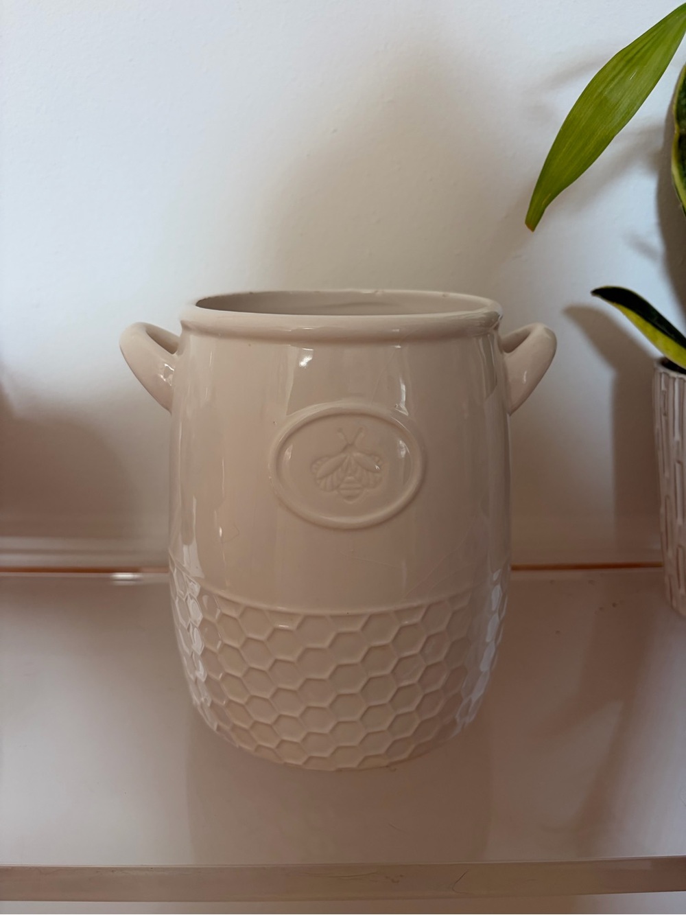 Ceramic Honeycomb Utensil Holder with Bee Motif